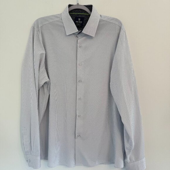 Tom Baine Slim Fit Dress Shirt XXL Blue/White Micro Dot Pattern ๐โจ - Picture 1 of 5